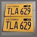 1956 California YOM License Plates For Sale - Restored Vintage Pair TLA629
