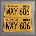 1956 California YOM License Plates For Sale - Restored Vintage Pair WXY606