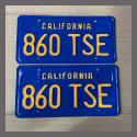 1970 - 1980 California YOM License Plates For Sale - Restored Vintage Pair 860TSE