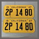 1947 California YOM License Plates For Sale - Restored Vintage Pair 2P1480
