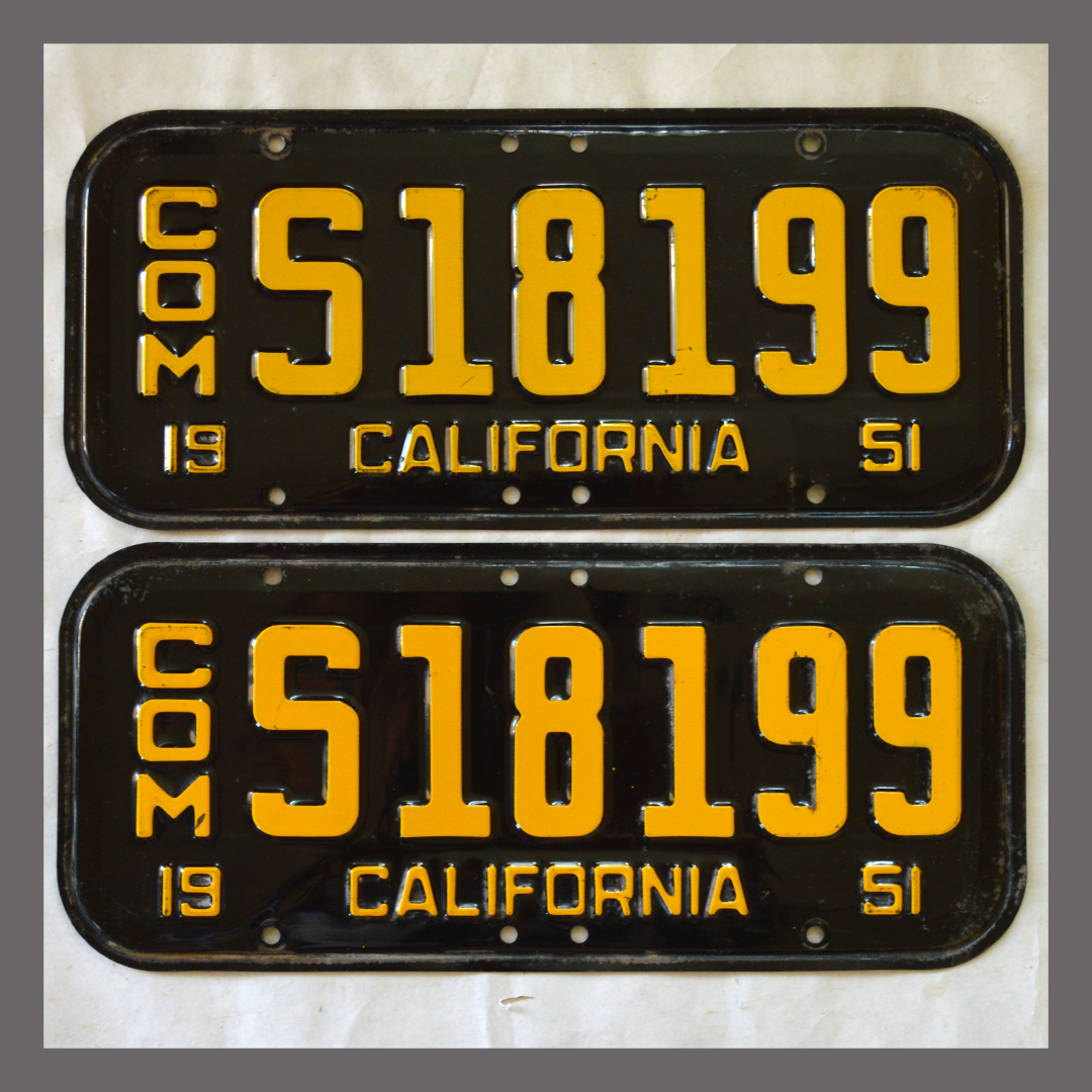 1951 California License Plate For Sale